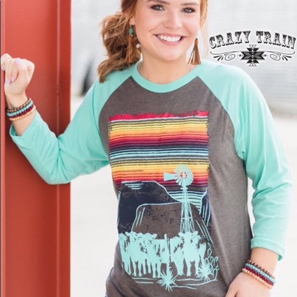 Crazy Train Cattle Kate Baseball 3/4 sleeve Tee